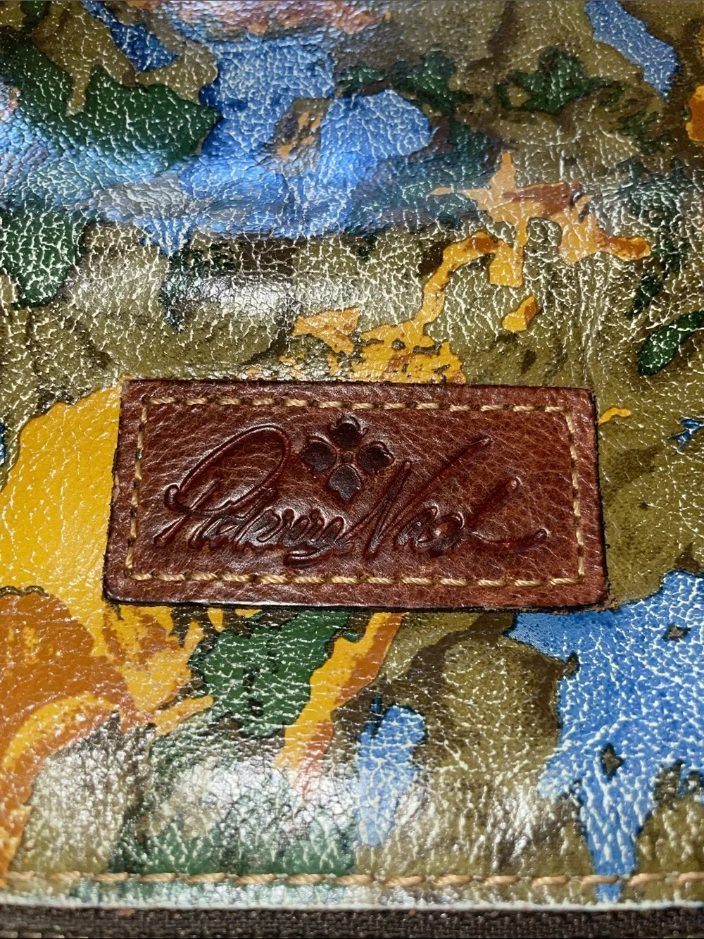 Patricia Nash Multicolor Floral Leather Wristlet in Blue, Green & Brown